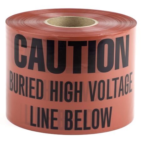 Dottie Underground Warning Tape, Caution Buried High Voltage Line Below, Red, Polyethylene UT33D